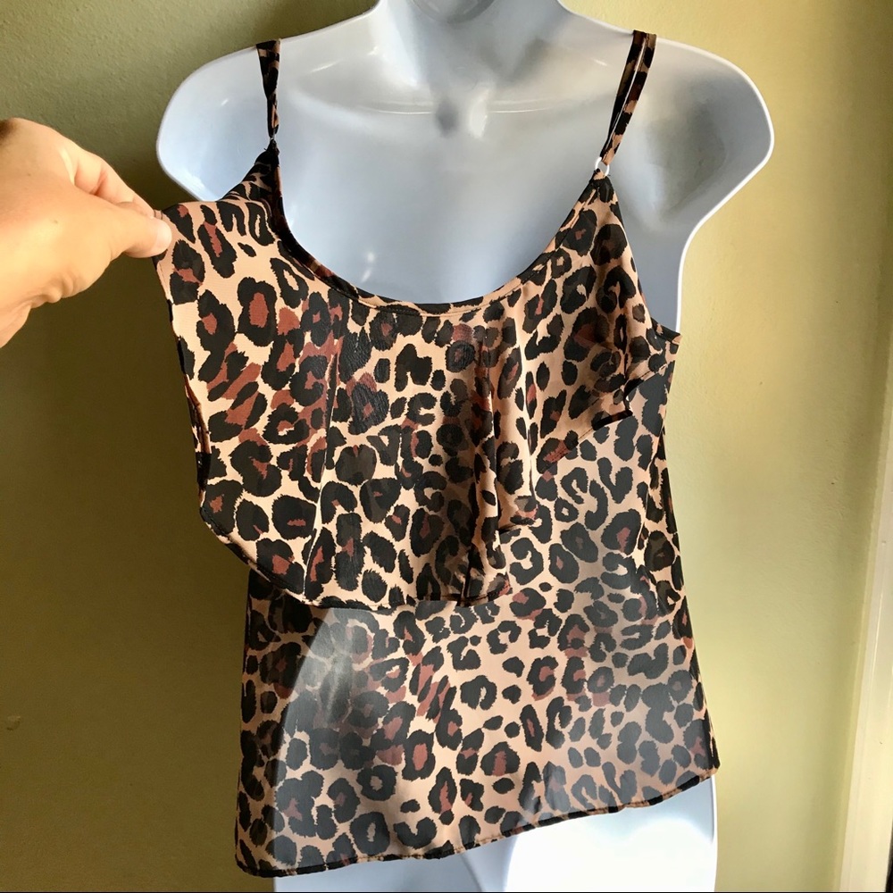 Show Me Your Mumu Sheer Animal Tiered Tank Top Shirt Ruffle Size Small Medium - Picture 6 of 8